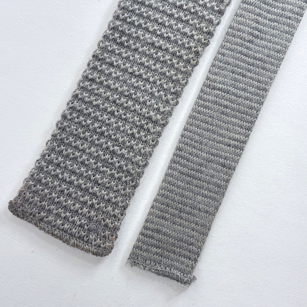 Van Heusen Knit Tie Gray Vintage Wool Blend Square Bottom Textured Necktie